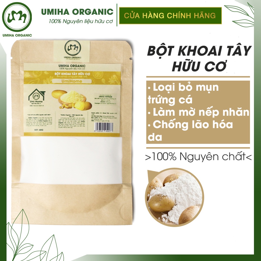 Bột Khoai Tây hữu cơ UMIHOME nguyên chất 40g - Đắp mặt trắng da mịn màng, tái tạo tế bào, ngừa lão hóa thâm mụna