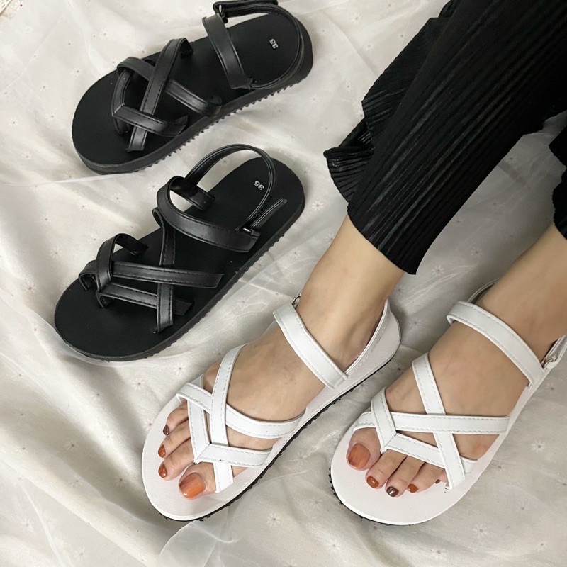 [No.17] Giày Sandals quai chéo hai phối màu