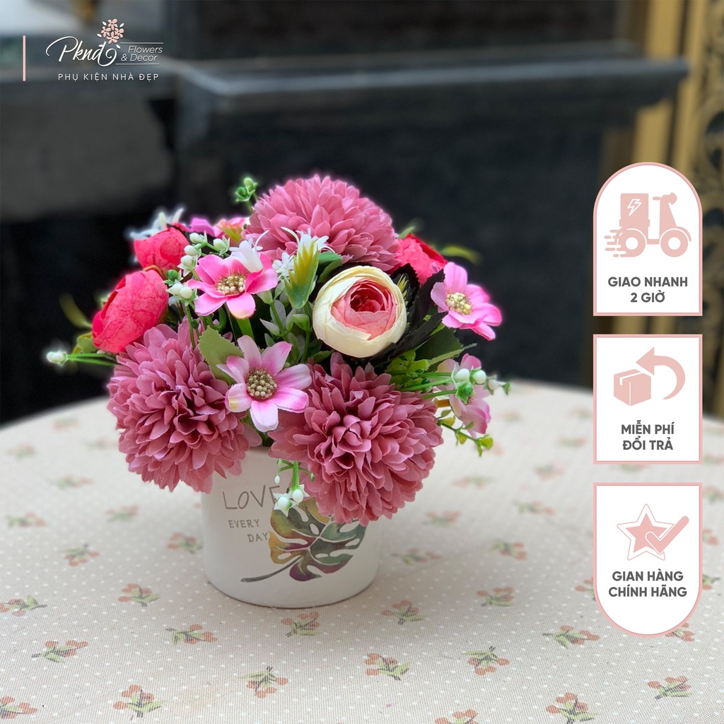 [Mã BMBAU50 giảm 7% đơn 99K] Chậu hoa giả mini nhiều mẫu phù hợp mọi phong cách decor PKND FLOWERS &amp; DECOR