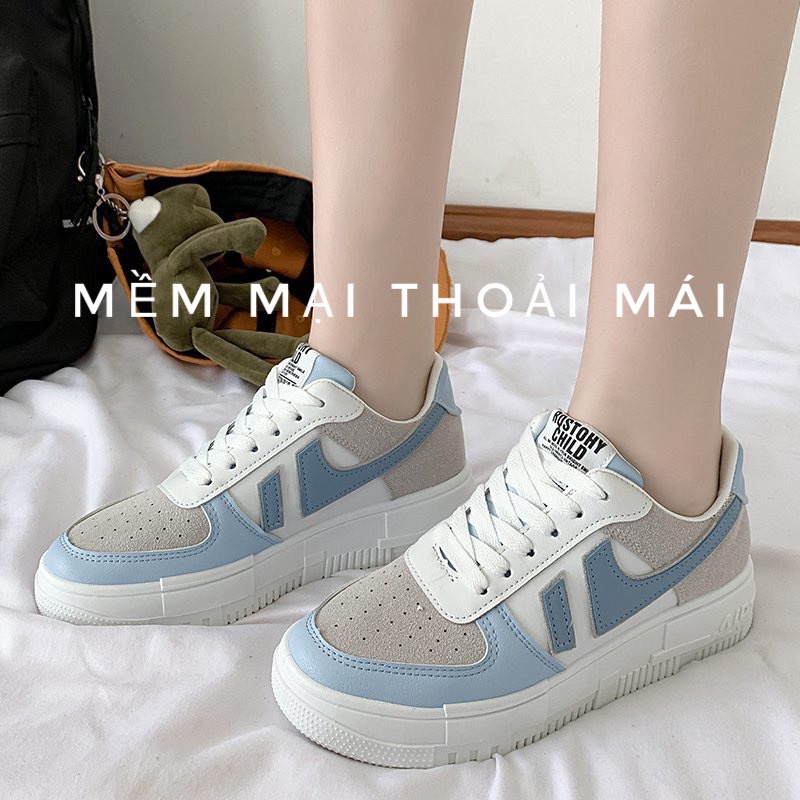 Giày thể thao nữ thời trang đế bánh mì cao 4cm độn đế nâng chiều cao nhẹ nhàng dây buộc