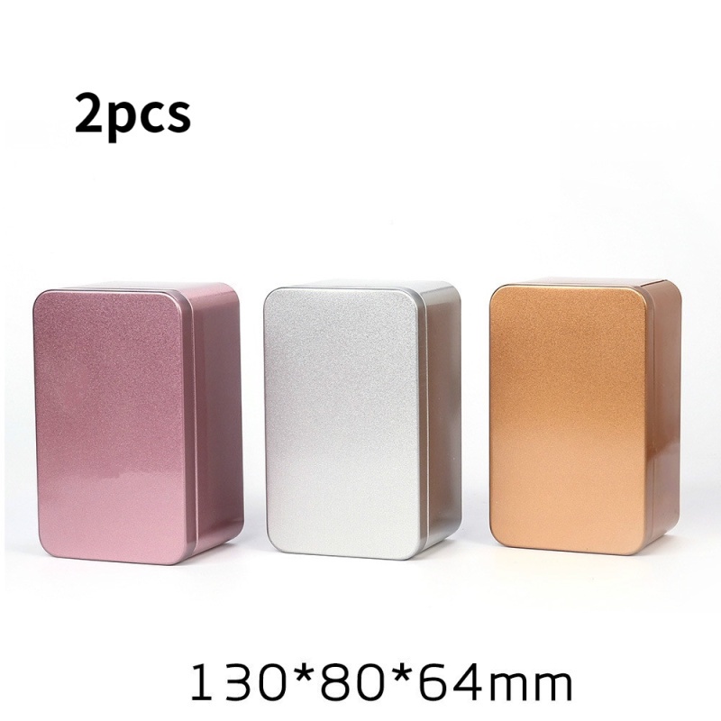 Set 2 Hộp Đựng Trà / Cà Phê / Kẹo Hình Chữ Nhật Bằng Sắt Tiện Dụng Ốp