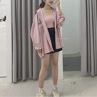 [Rẻ vô địch] Áo sơmi kaki hồng oversize