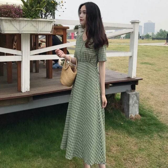 Đầm caro maxi