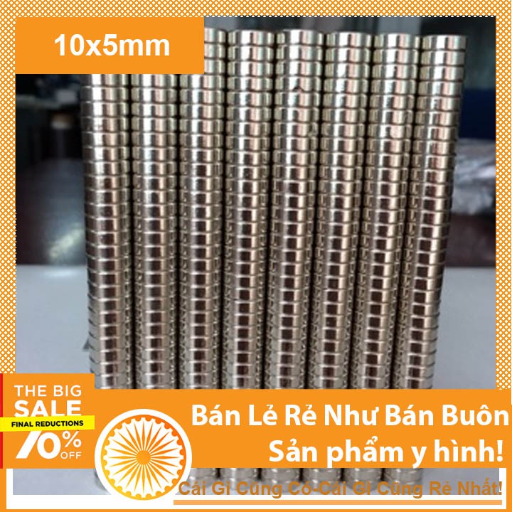 10 viên nam châm đất hiếm 10x5mm lực từ N35