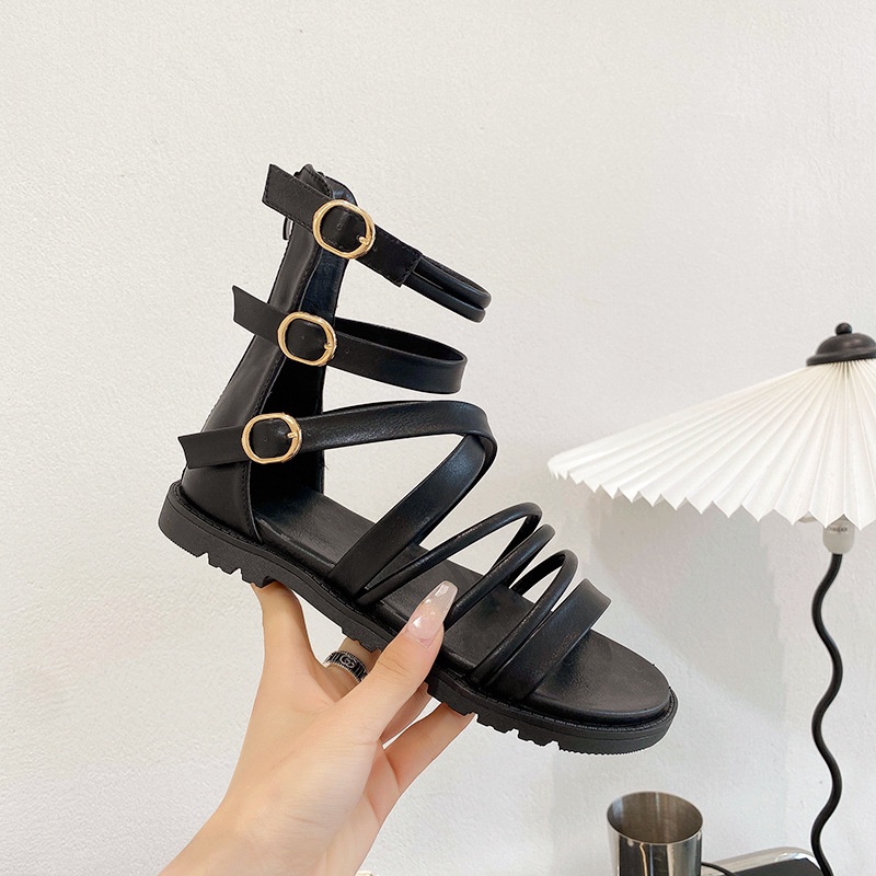 Sandal chiến binh nữ đế thấp màu đen và kem hàng cao cấp (ảnh thật ở cuối)