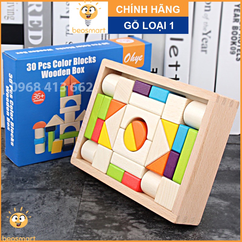 [SIÊU RẺ] Đồ chơi xếp hình khối bằng gỗ 30 chi tiết nhiều màu sắc cho bé 2 3 4 tuổi thỏa sức sáng tạo