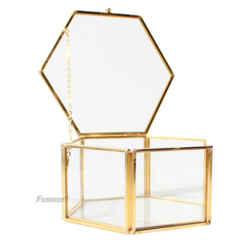 1 Chậu Trồng Cây Thủy Tinh Hình Lục Giác Bằng Đồng Thau Kích Thước 14X14Cm Dùng Trang Trí Tiệc Cướ