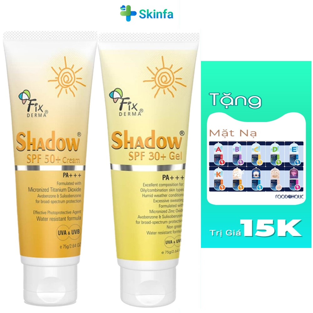 Kem Chống Nắng Fixderma Shadow SPF 50+ Cream &amp; SPF 30+ Gel Cho Da Mặt Và Toàn Thân