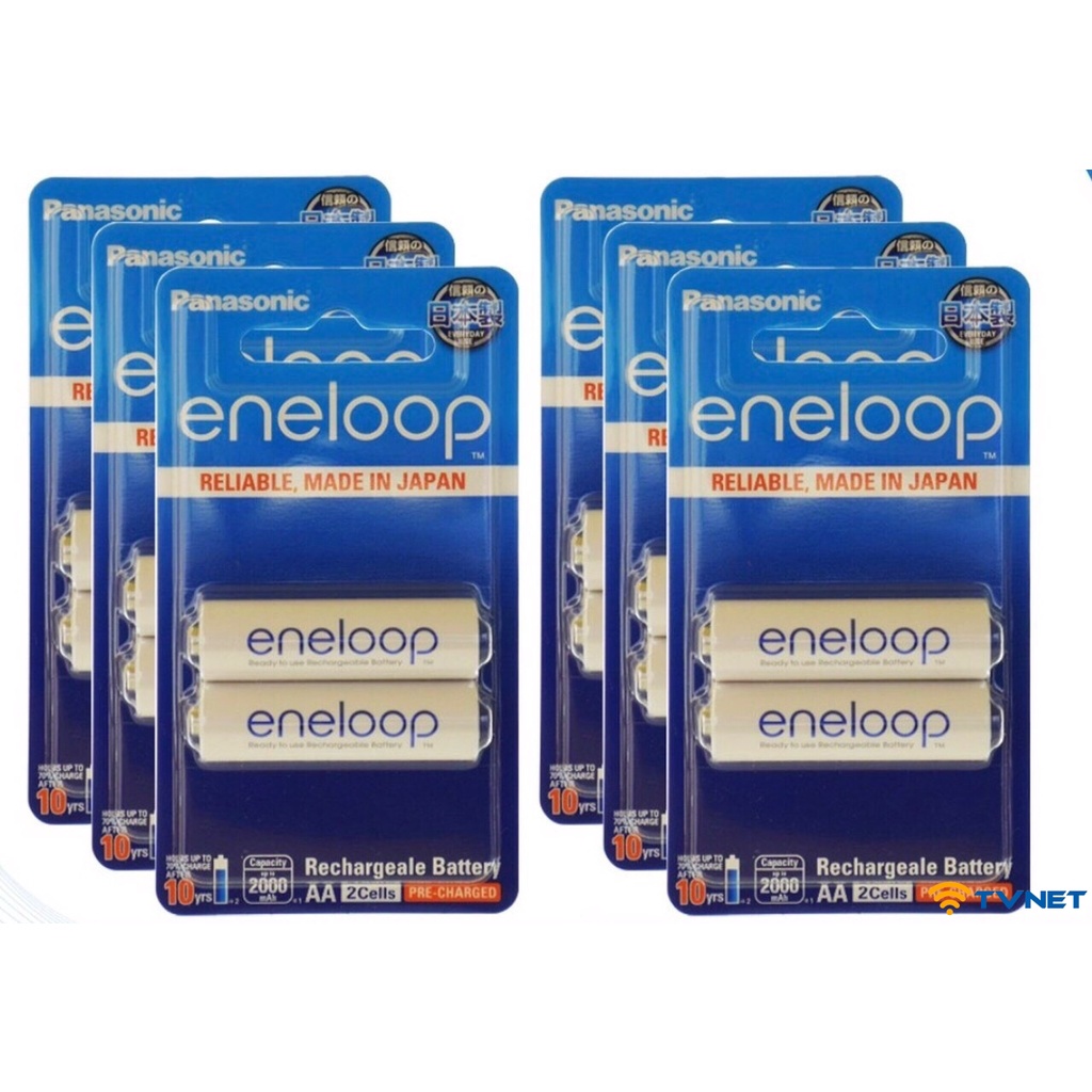 Pin sạc AA Panasonic Eneloop 2000mAh - Vỉ 2 Viên. Hàng chuẩn made in Japan