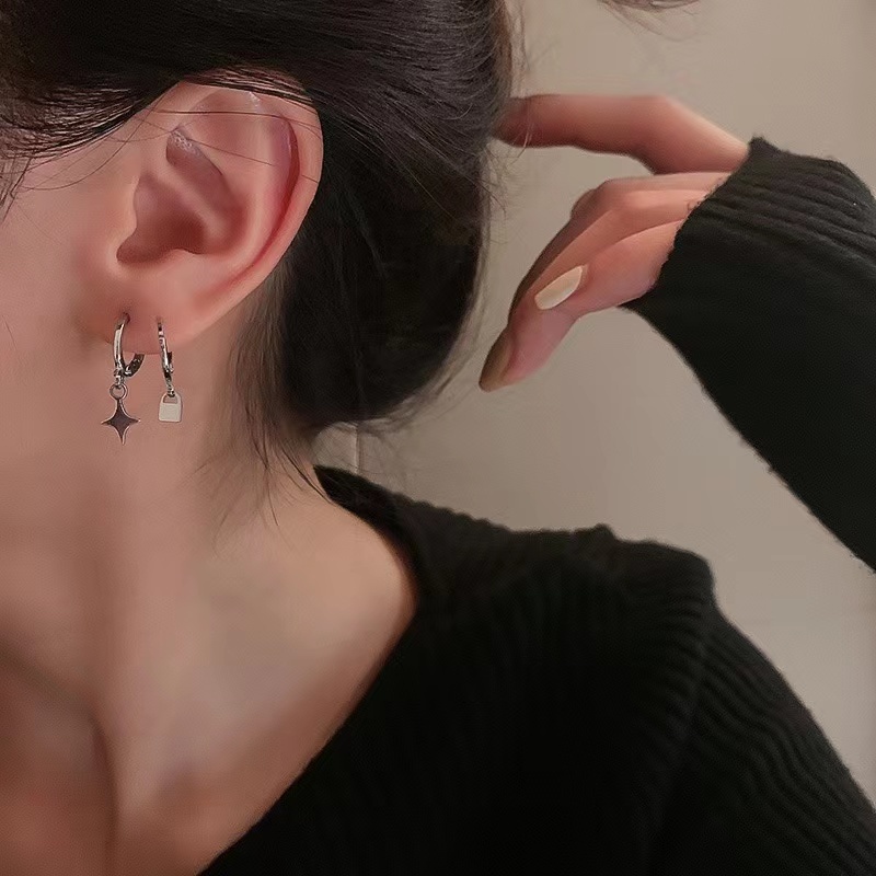 Đen Bộ 4 Khuyên Tai Hình Quả cherry Xinh Xắn