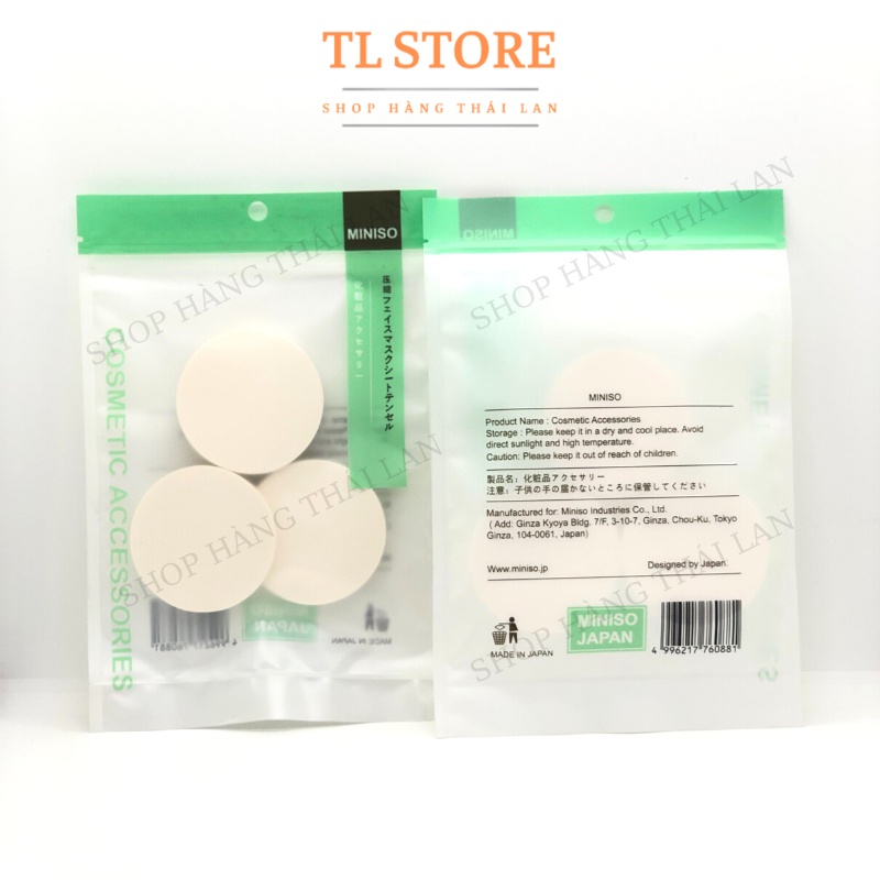 Sét 3 Miếng Mút Trang Điểm MINISO Siêu Mềm Siêu Dai Hình Tròn