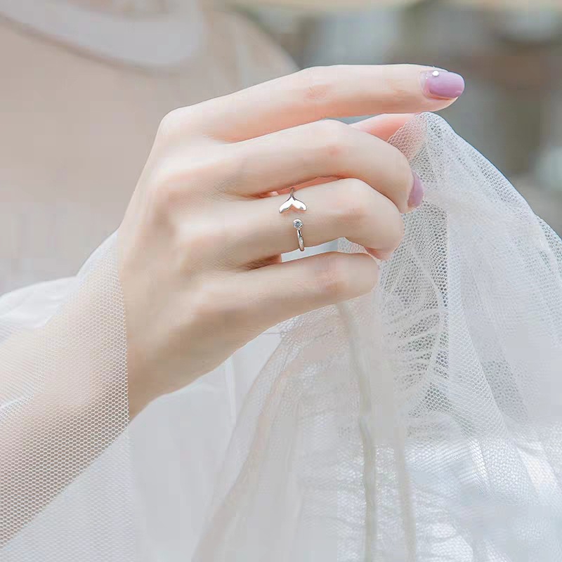 Nhẫn Hở Màu Bạc Hình Đuôi Cá Thời Trang Cho Nữ