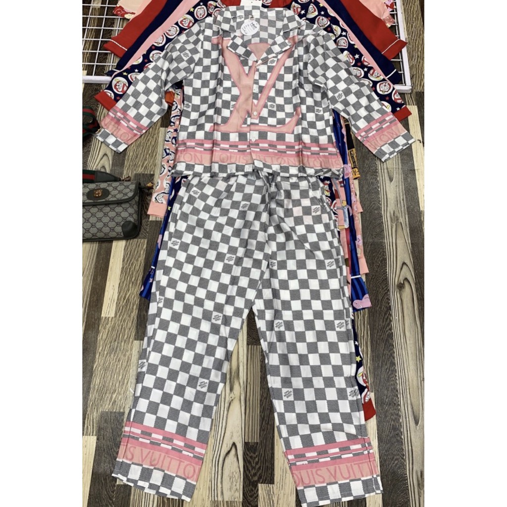 Đồ bộ pijama lụa satin tay dài quần dài chất mịn mát size&lt;60kg