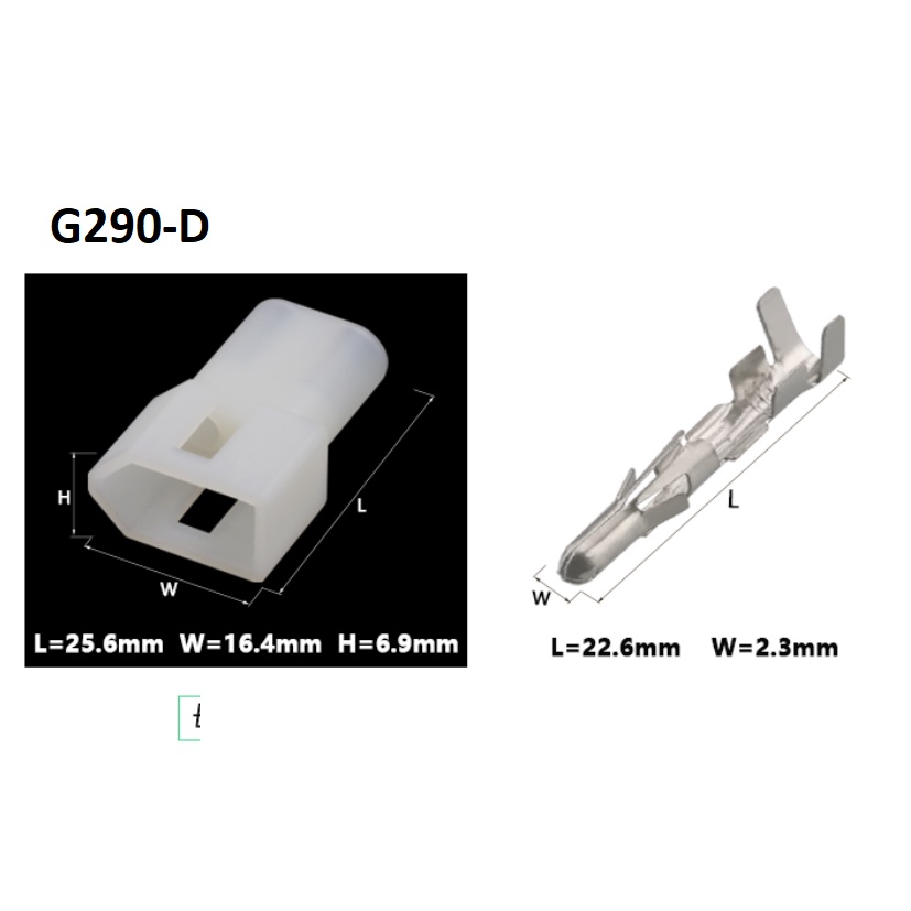 G290-Giắc cắm dây nịt 2 lỗ màu trắng 2.3mm