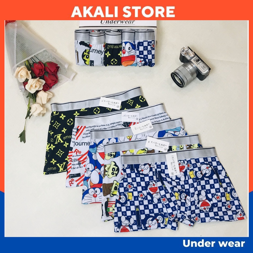 Quần Sịp đùi thun lụa in hình, Quần lót nam in hình Cotton kháng khuẩn, khử mùi cao cấp - AKALI