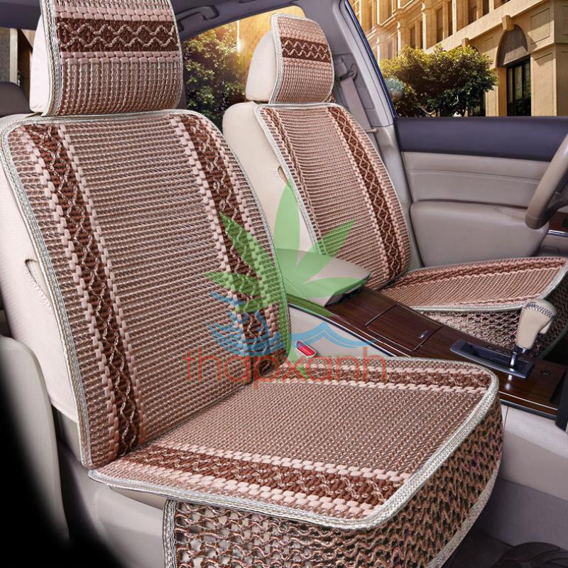 Áo ghế ô tô, Áo ghế xe hơi, bọc da ghế xe A12 (5 Ghế + 4 Gối) _ Nâu sáng