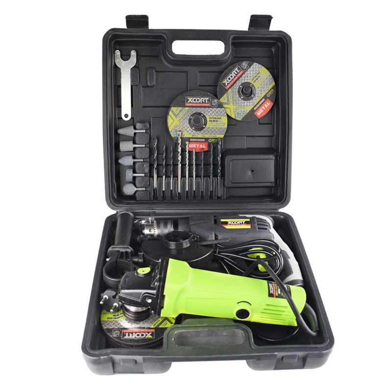 Bộ máy khoan 710W và máy mài cầm tay 750W XCORT Model XCOM03-2024 Kèm Phụ Kiện