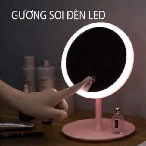 Gương Soi Trang Điểm Để Bàn Có Đèn Led Cảm Ứng 3 Cấp Độ