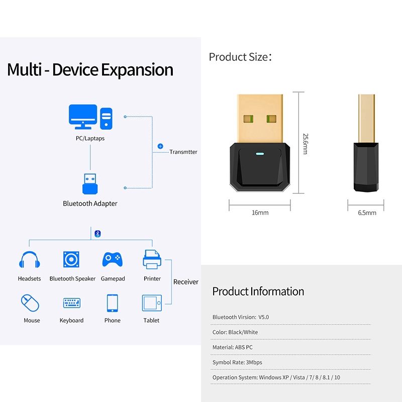 Usb Bluetooth Nhận Truyền Tín Hiệu Âm Thanh Cho Máy Tính / Notebook / Máy Tính Bảng / Tai Nghe