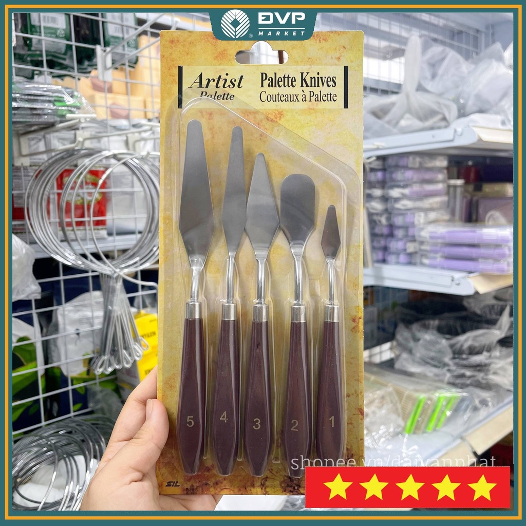 Bộ 5 dao chà láng bánh sinh nhật, bánh gato cán gỗ - Đại Vạn Phát