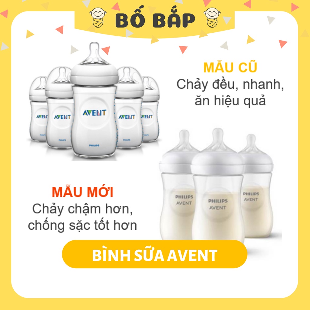 Bình Sữa AVENT Natural ⚡𝟭𝟬𝟬% CHÍNH HÃNG⚡ Bình Sữa Avent Chống Đầy Hơi 125ml/260ml [Được chọn núm]