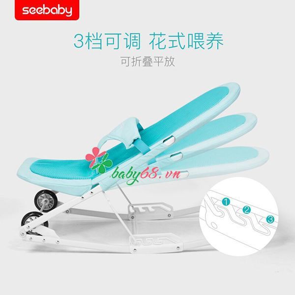 Xe nhún ăn bột có bập bênh + mùng hiệu Seebaby R1 ( hàng chính hãng )