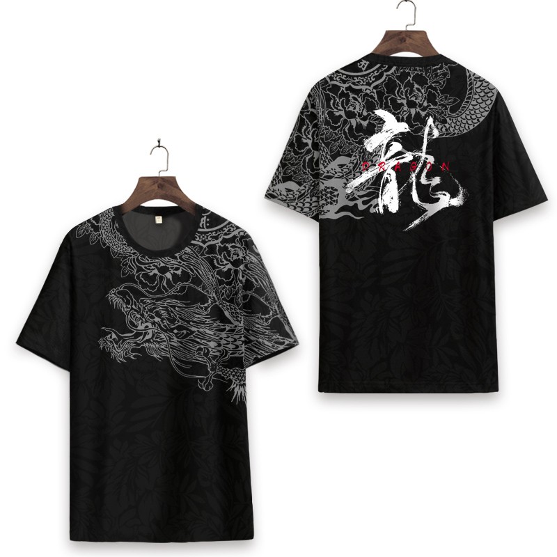 Áo Thun Ngắn Tay Không Cổ Hình Xăm Rồng Gà Con - HE15 | BigBuy360 - bigbuy360.vn