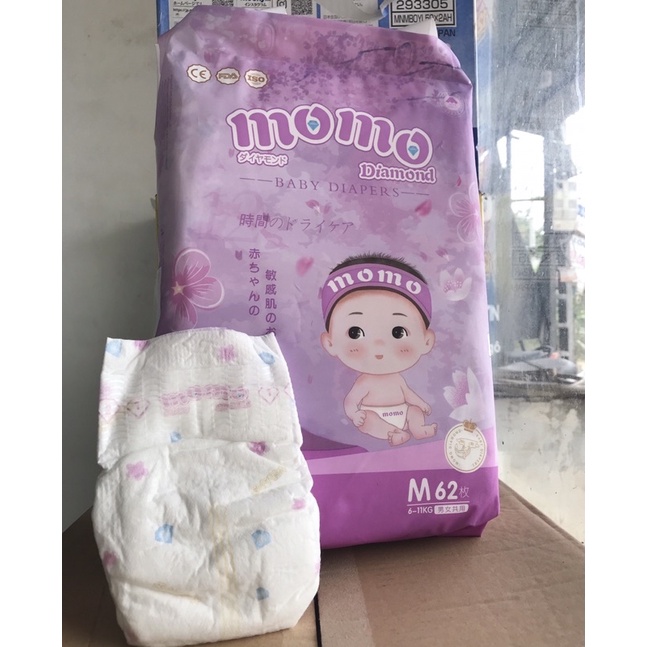 Bỉm MOMO DIAMOND ORGANIC mẫu mới chính hãng S64,M62,M60,L54,XL50,XXL48,XXXL46