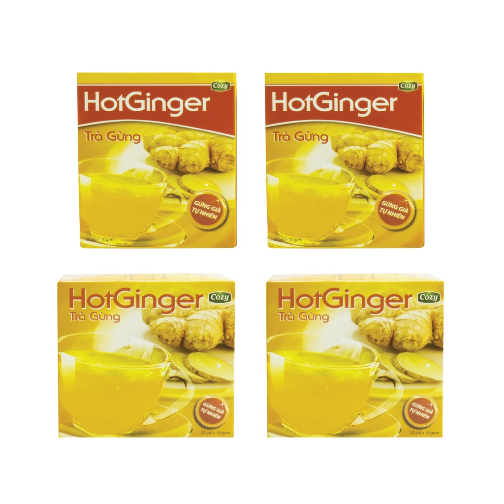 Combo 04 Hộp Trà Gừng Hòa Tan HotGinger (Hộp 20 gói x 10g )