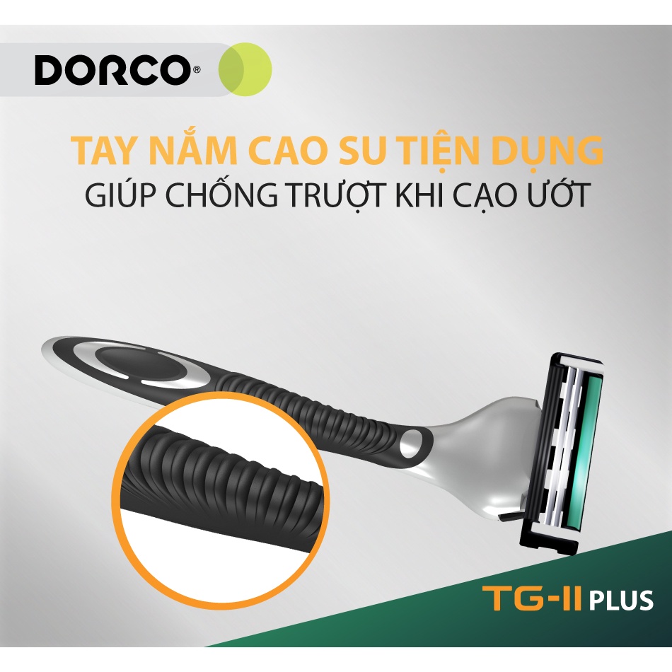 Combo 2 vỉ dao cạo râu 2 lưỡi DORCO TG-II Plus System kèm 10 đầu thay thế