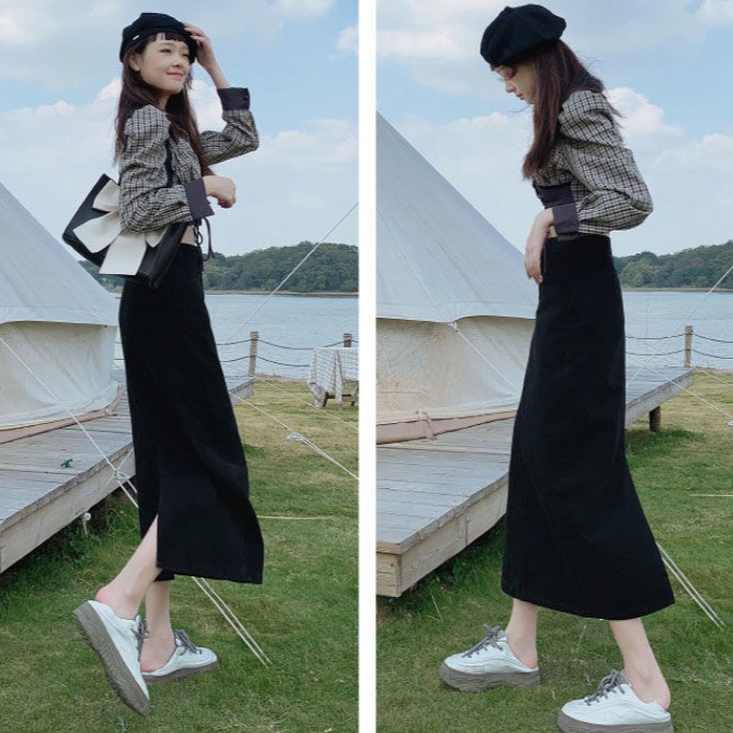 Chân Váy Denim Lửng Lưng Cao Dáng Ôm Xẻ Tà Thời Trang Xuân Hè Hàng Mới Cho Nữ