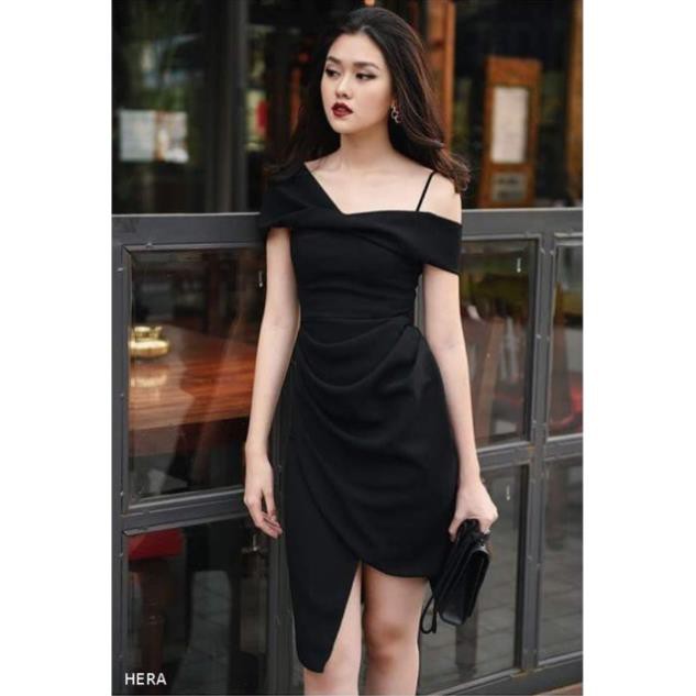 [SALE LỖ] Đầm dự tiệc Hera dress - Đầm body vạt xéo nhún bèo hàng thiết kế ! ⚡