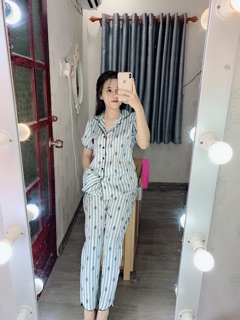 Đồ bộ lụa satin Flamingo (TNQD)
