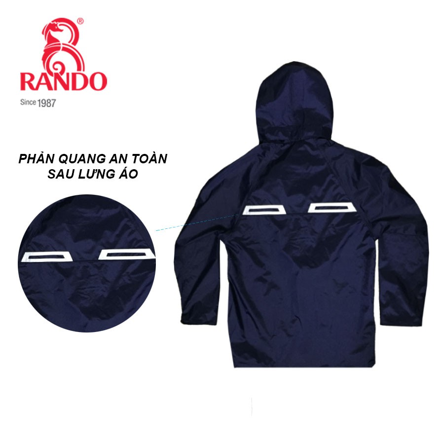 Áo Mưa Bộ Phản Quang A+, RANDO Chính Hãng, Dành Cho Đi Phượt, Vải Dù Cao Cấp, Bền Bỉ Không Thấm Nước