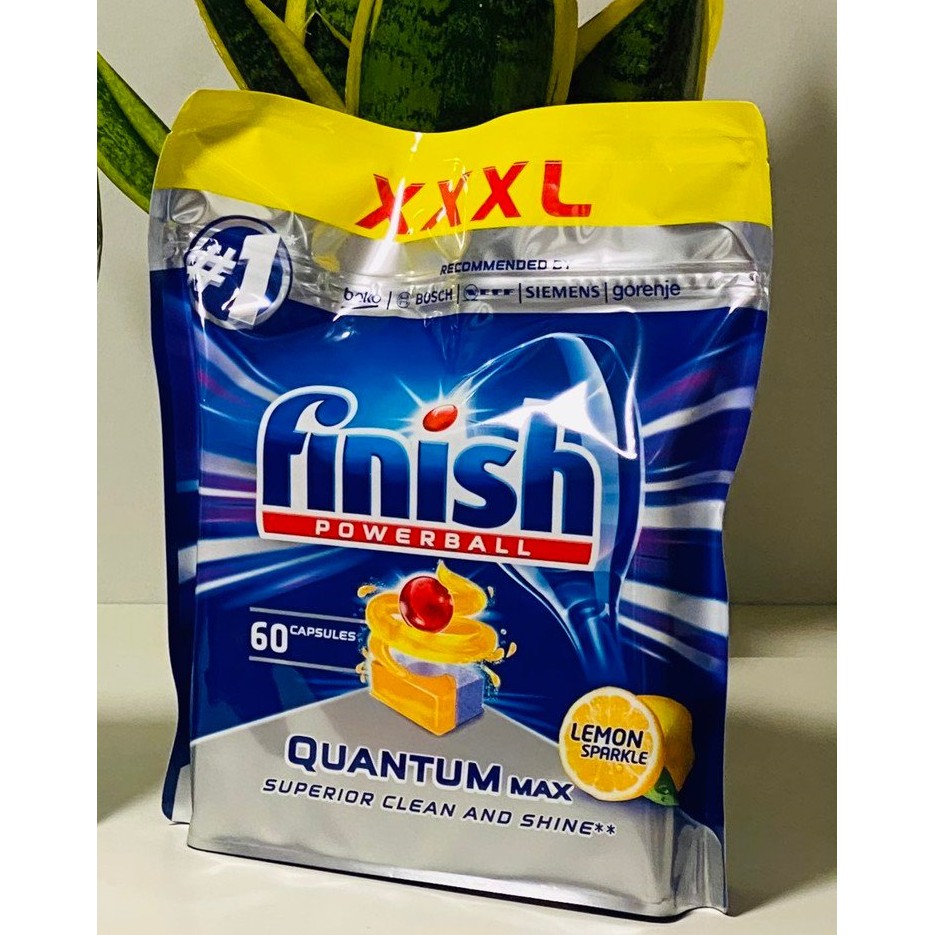 Viên rửa bát Finish Quantum max 60 viên - CAO CẤP KHÔNG CẦN THÊM MUỐI VÀ DẦU BÓNG - VIEN RUA CHEN FINISH QUANTUM 60V