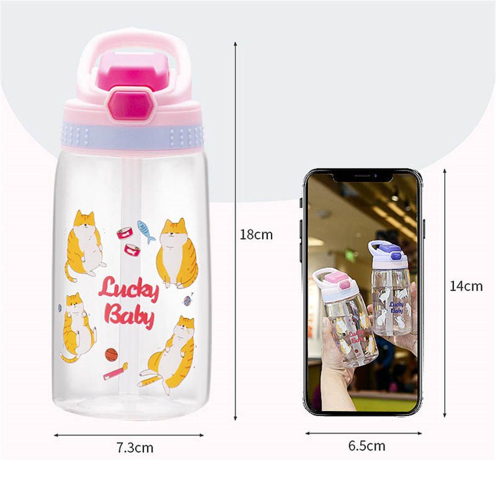 ☆Yola☆ Bình Nước Nhựa Silicone Có Tay Cầm Và Ống Hút Họa Tiết Hoạt Hình Sáng Tạo Cho