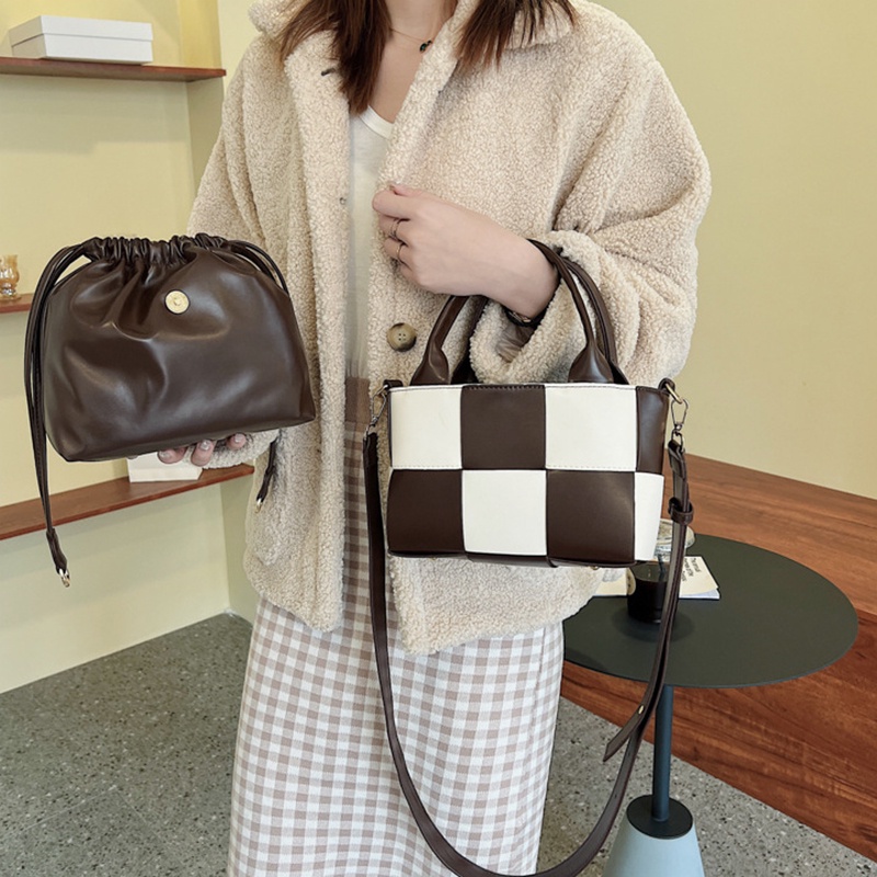 Túi Đeo Vai Sức Chứa Lớn Họa Tiết Kẻ Ô Thanh Lịch Dành Cho Nữ