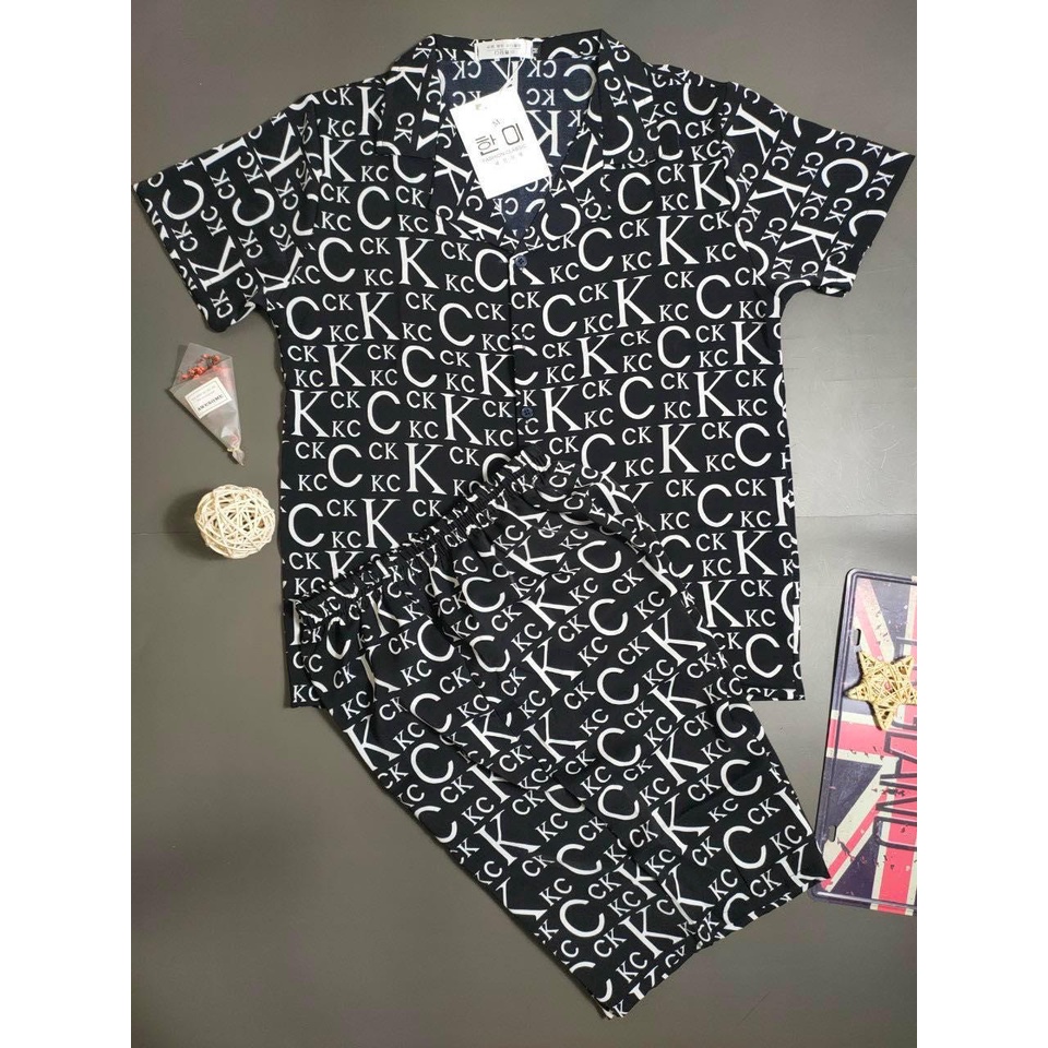 Bộ Đồ Pijama Lụa Cộc Tay Phù Hợp Cả Nam Và Nữ, Bộ Đồ Ngủ Cộc Tay Chất Lụa Cao Cấp