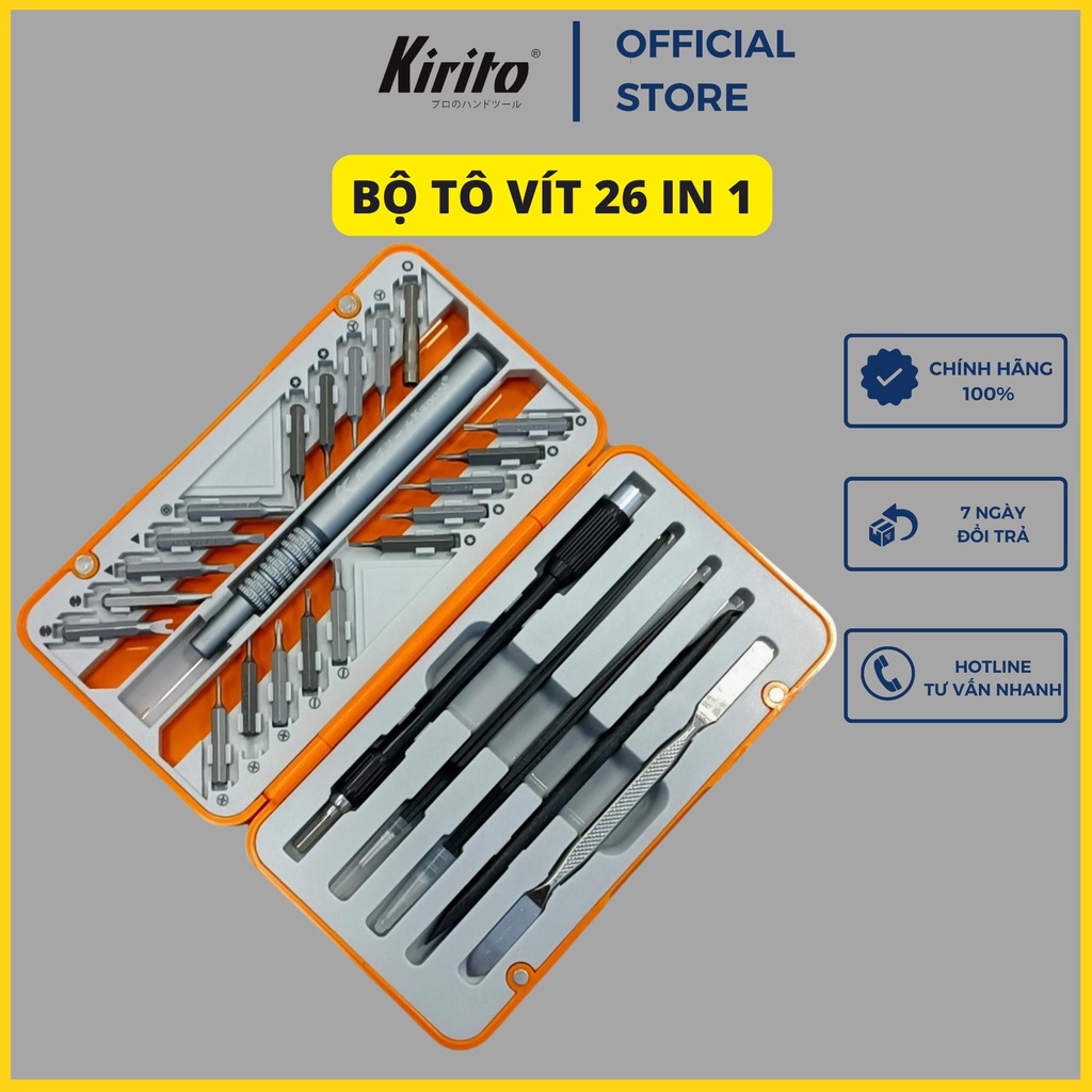 Bộ tua vít đa năng mini 26 in 1 Kapusi sửa điện thoại, tô vít từ tính mở laptop mắt kính đồng hồ KIRITO SHOP