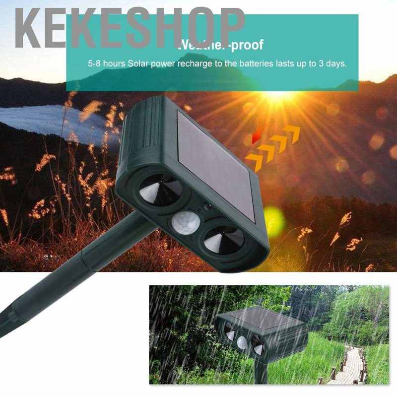 Kekeshop Solar Power Ultrasonic Electronic Pest Animal Repeller Repellent Sensor Garden