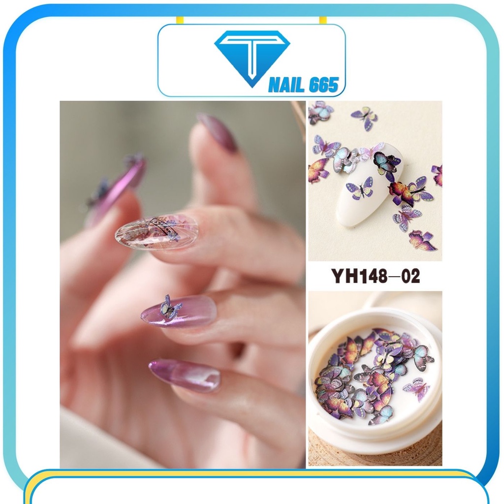 Phụ kiện bướm trang trí móng nail , Bướm ẩn nail Charm hoa gắn móng  sét 6