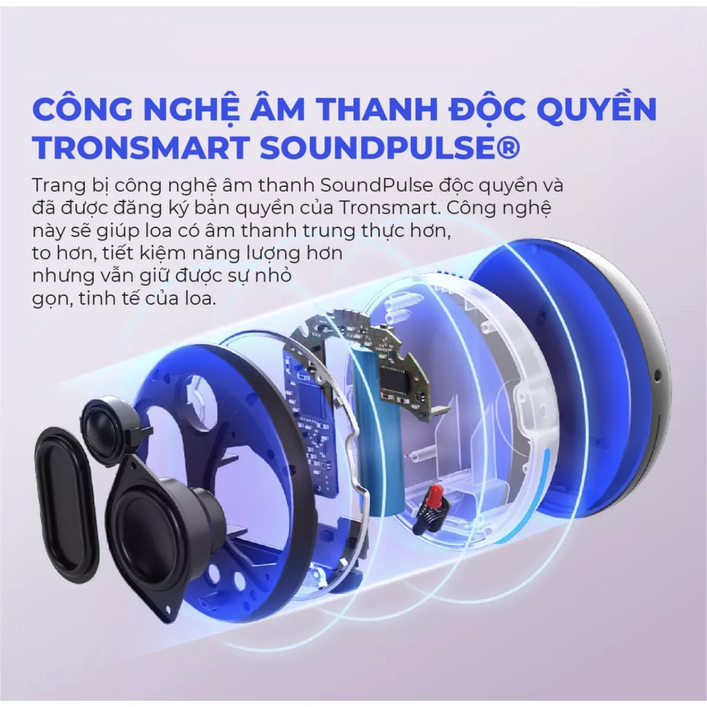 Loa di động Tronsmart Splash 1 Bluetooth 5.0 Tích hợp đèn LED Chống nước IPX7 Công suất 15W - CHÍNH HÃNG