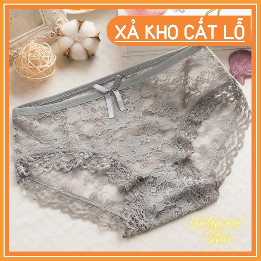 Quần Lót Nữ Ren Hoa Cạp Đính Nơ Chất Mềm Mịn Thoáng Mát