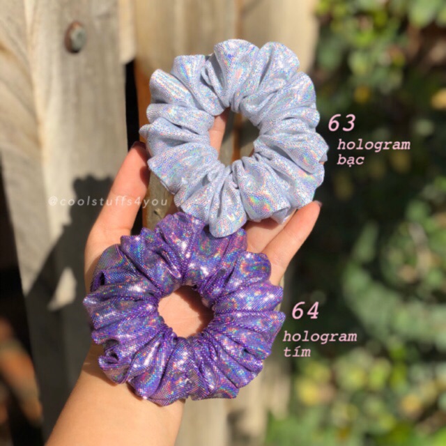 Đồ cột tóc scrunchies hologram màu Bạc / Tím🤍