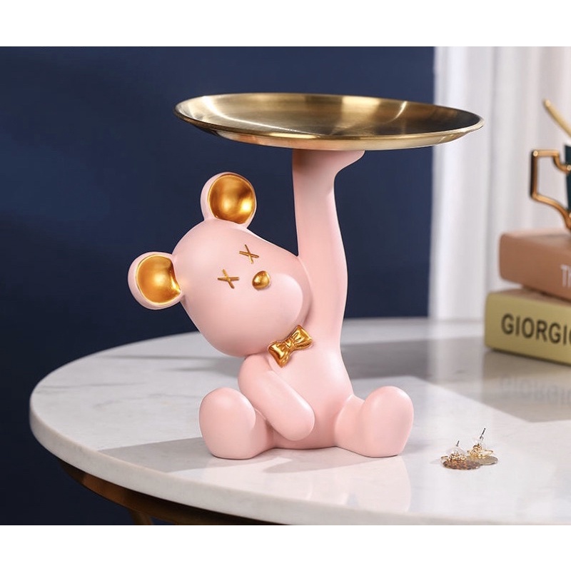 Tượng gấu bê khay đựng đồ đạc, mỹ phẩm