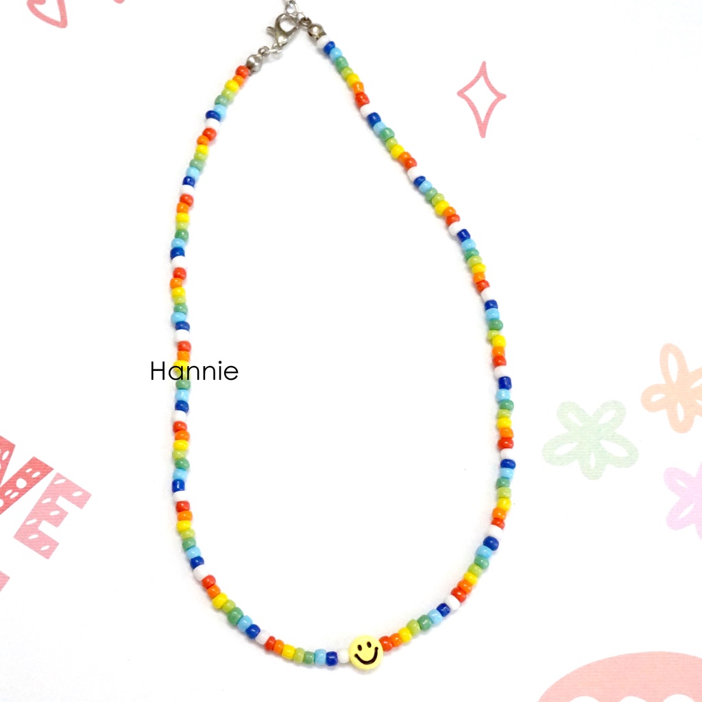 Set hạt cườm rainbow cầu vồng mix trắng handmade - Combo vòng cổ vòng tay nhẫn dành cho nam nữ đơn giản