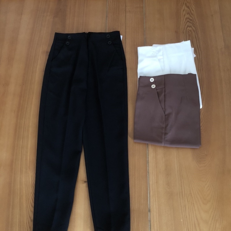 Quần baggy nữ cạp liền công sở khóa sau lưng