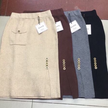 Chân váy len xẻ đùi đính khuy QC cực đẹp nha | BigBuy360 - bigbuy360.vn