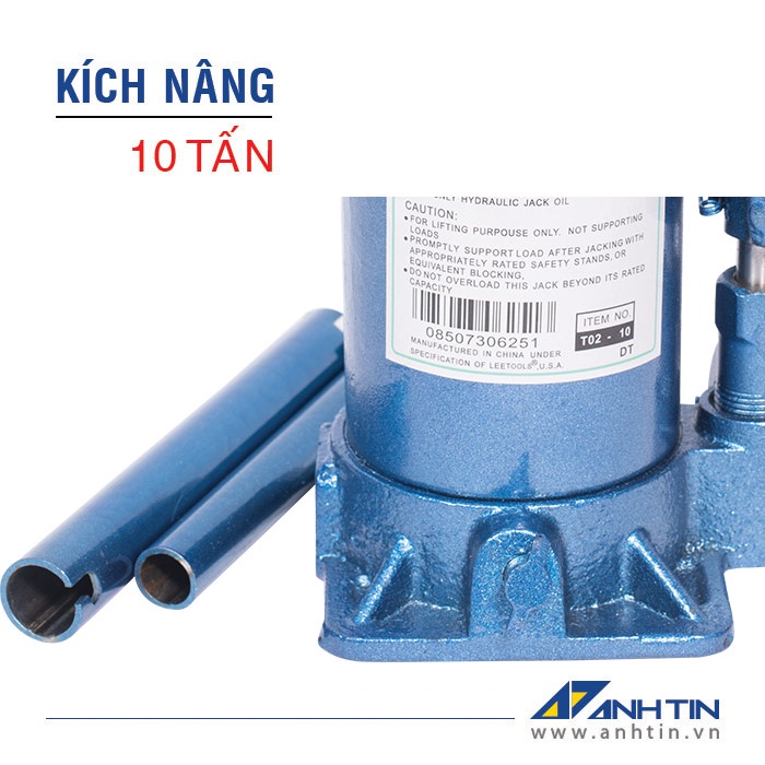 Con đội 10 tấn | Kích nâng xe ô tô xe tải | Kích thủy lực | 10 tấn | Chiều cao nâng 125mm | Chiều cao ren 60mm
