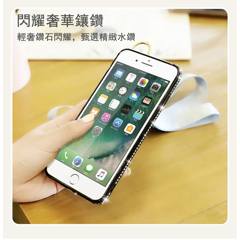 Ốp Lưng Viền Đính Đá Có Dây Đeo Tay Cho Xiaomi Note 10 Max 3 Max 2 Max Note 3 2 3